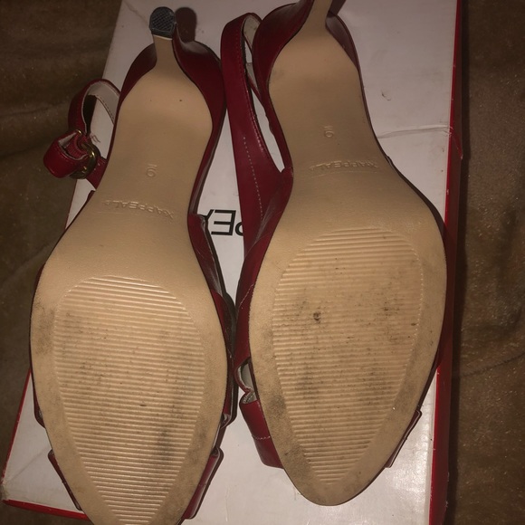 Deep red sling back heels - Picture 6 of 7
